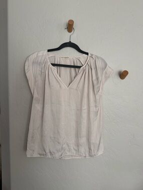 Ulla Johnson Soft Cream V-Neck Cap Sleeve Blouse